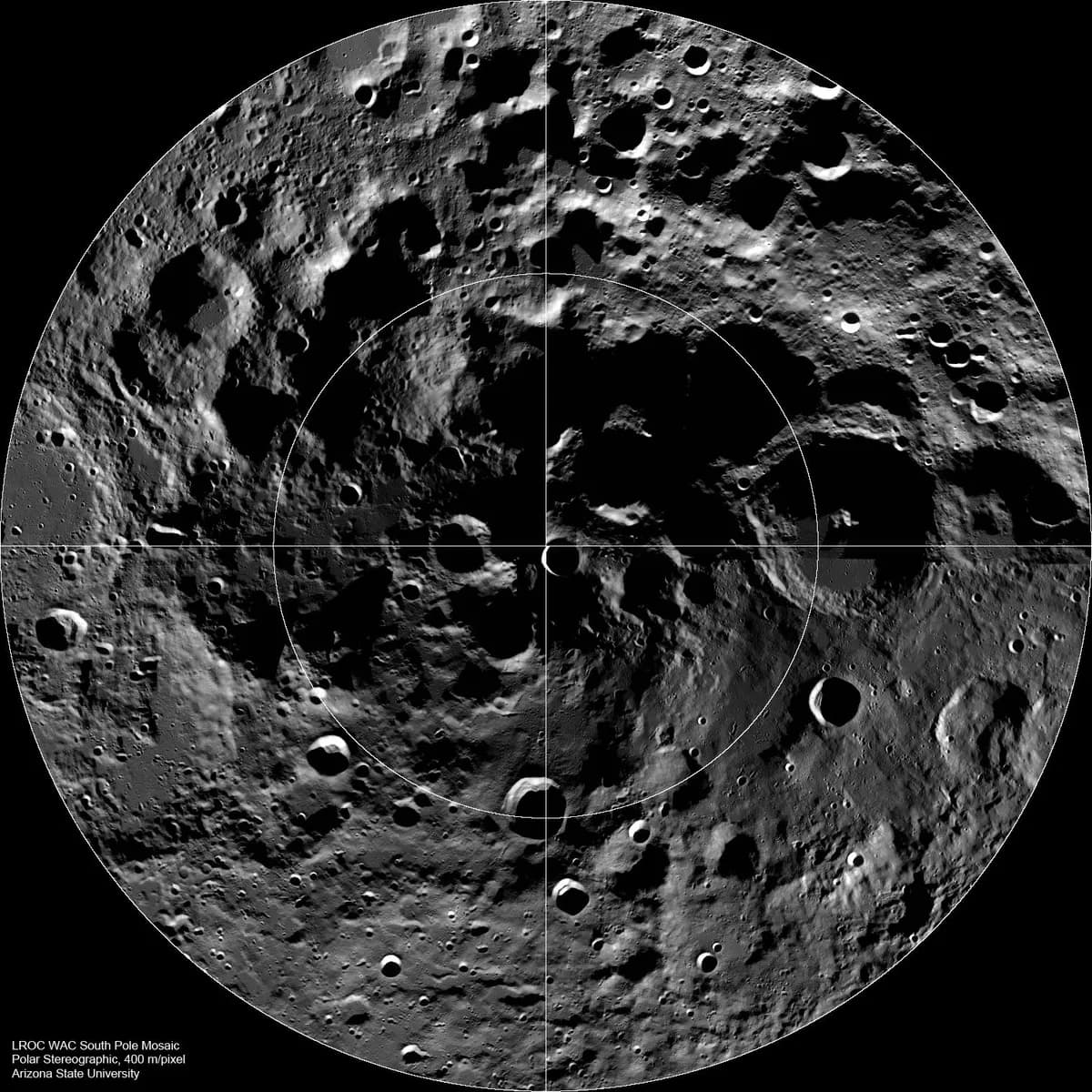 Mosaic of the lunar south pole region